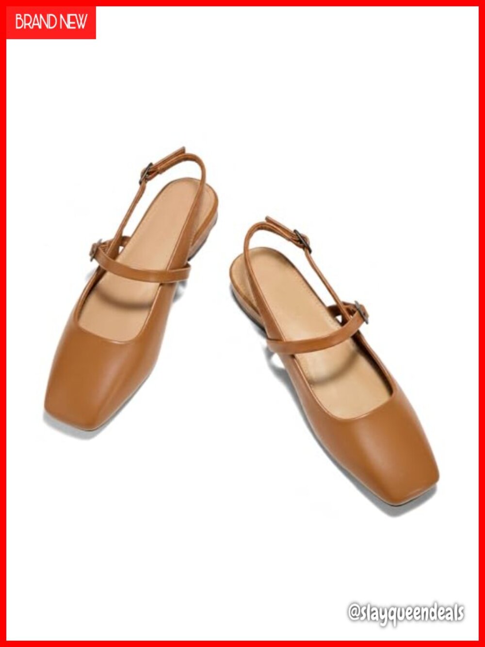 Slingback Lambskin Insole Square Toe Mules Slip On Flats Shoes